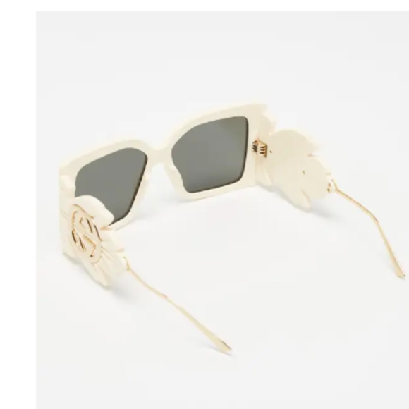 Gucci Beige /Gold GG0535S Leaf Motif Oversized Sunglasses Butterfly - Picture 7 of 8